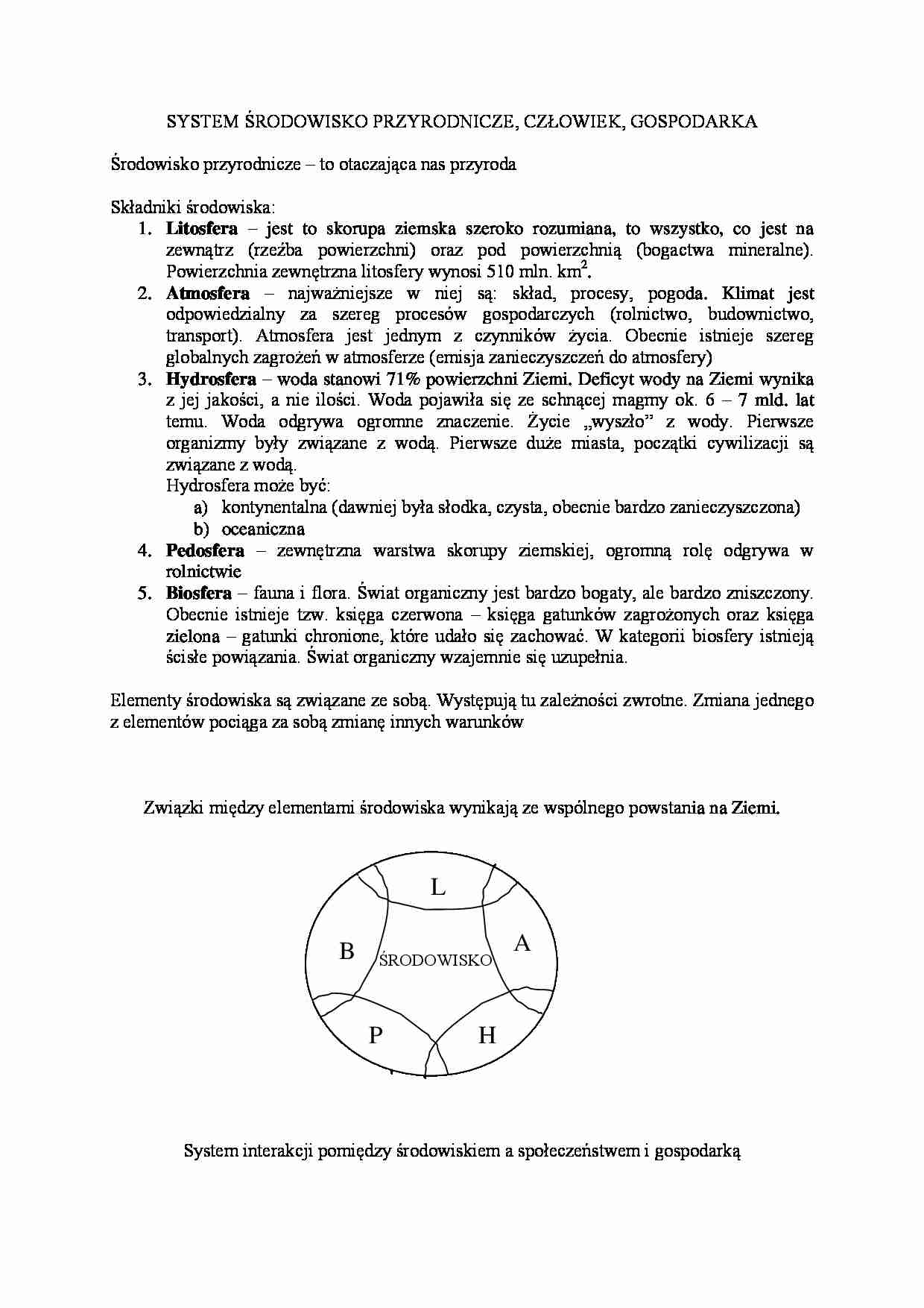 SYSTEM ŚRODOWISKO PRZYRODNICZE - strona 1