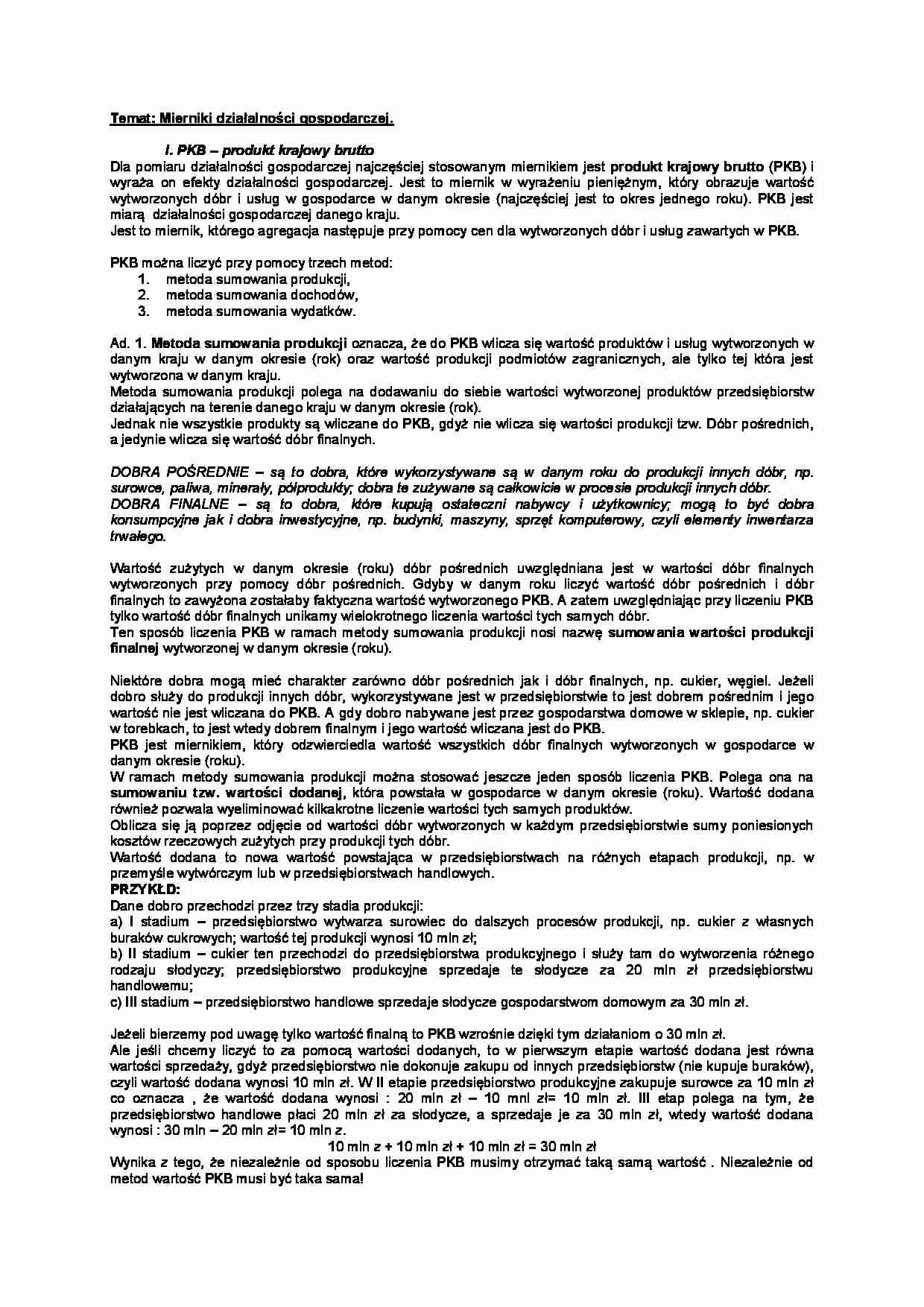 Mierniki działalności gospodarczej  - strona 1