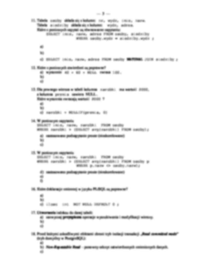 Pytania egzaminacyjne z przedmiotu  Bazy Danych I (3.rok  6.semestr) - strona 3