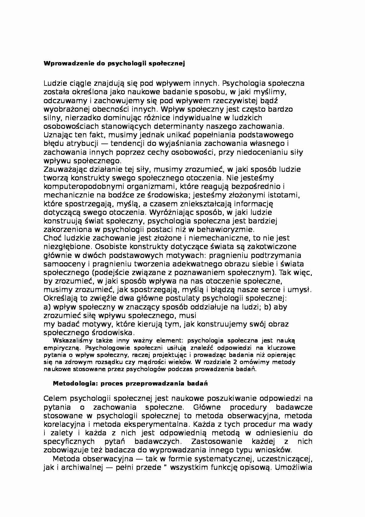 wstęp do psychologii społecznej - strona 1