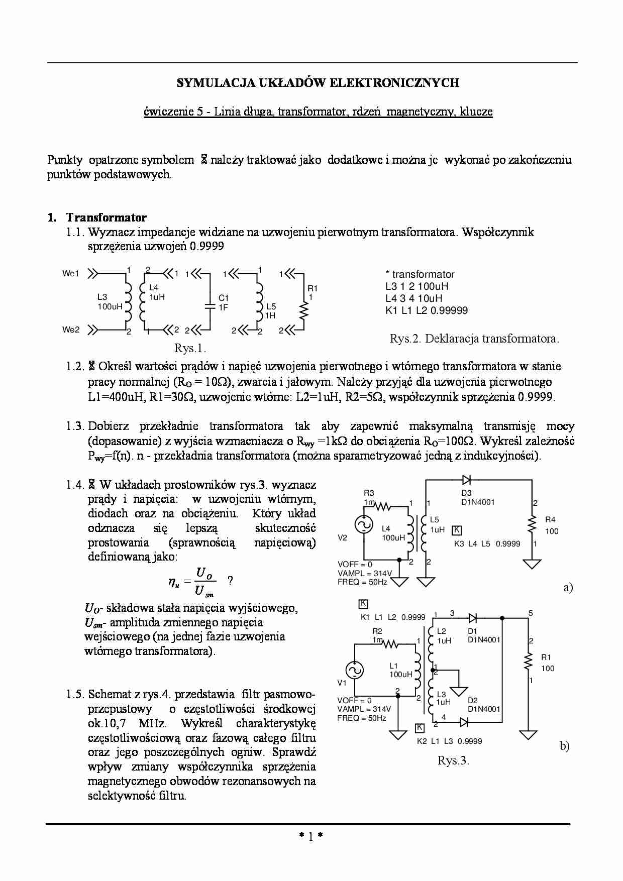 Linia długa, transformator, rdzeń  magnetyczny, klucze - strona 1