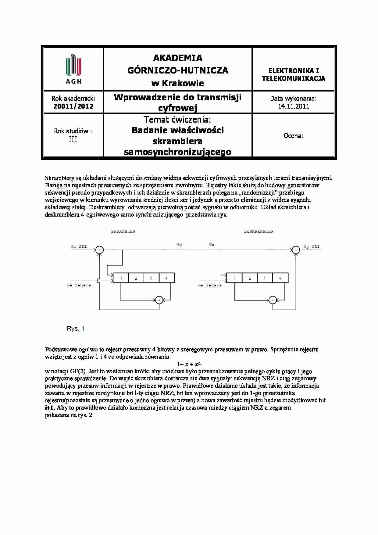 Badanie właściwości skramblera - strona 1