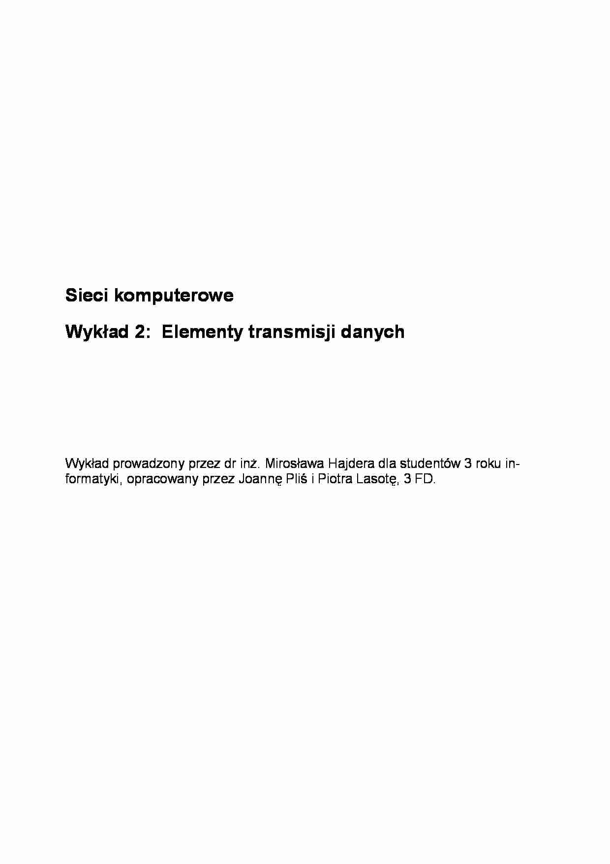 Elementy transmisji danych - strona 1