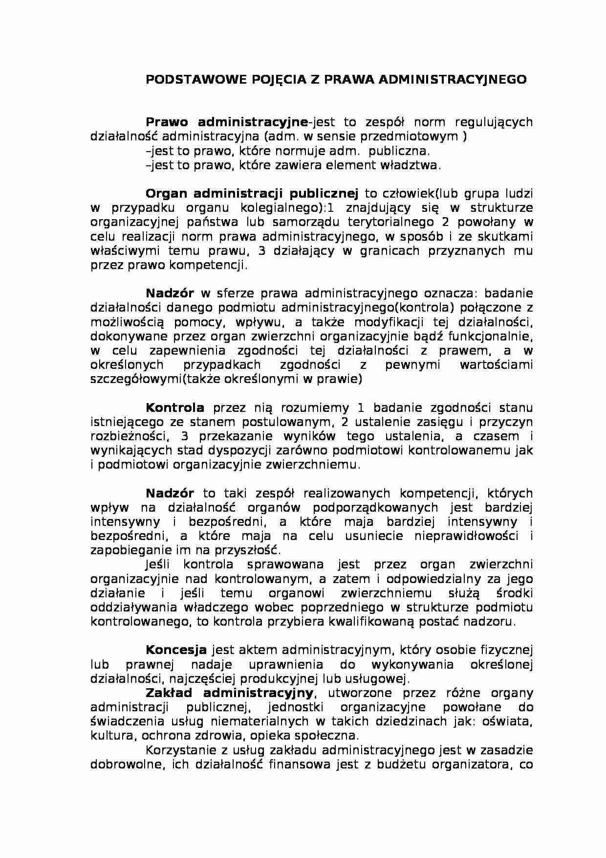 Podstawowe pojęcia z prawa administracyjnego - strona 1