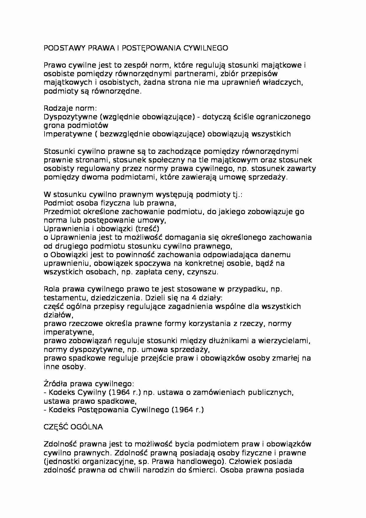 podstawy prawa cywilnego - Rodzaje norm - strona 1