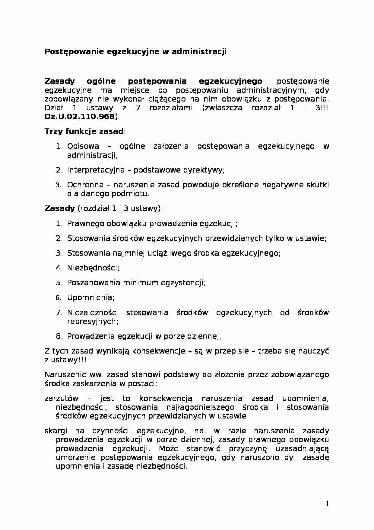 Postępowanie egzekucyjne w administracji - strona 1