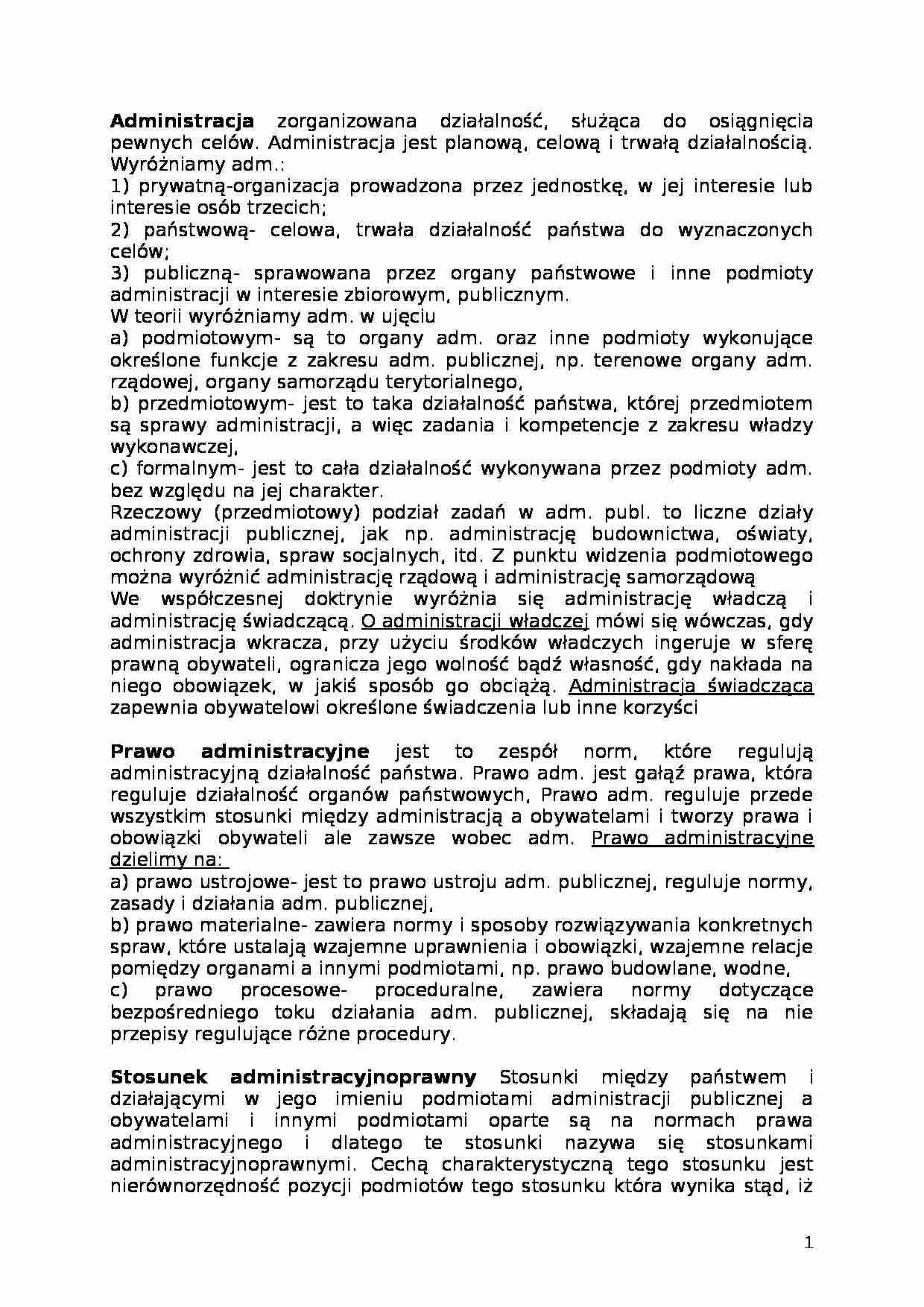 Prawo administracyjne streszczenie - strona 1