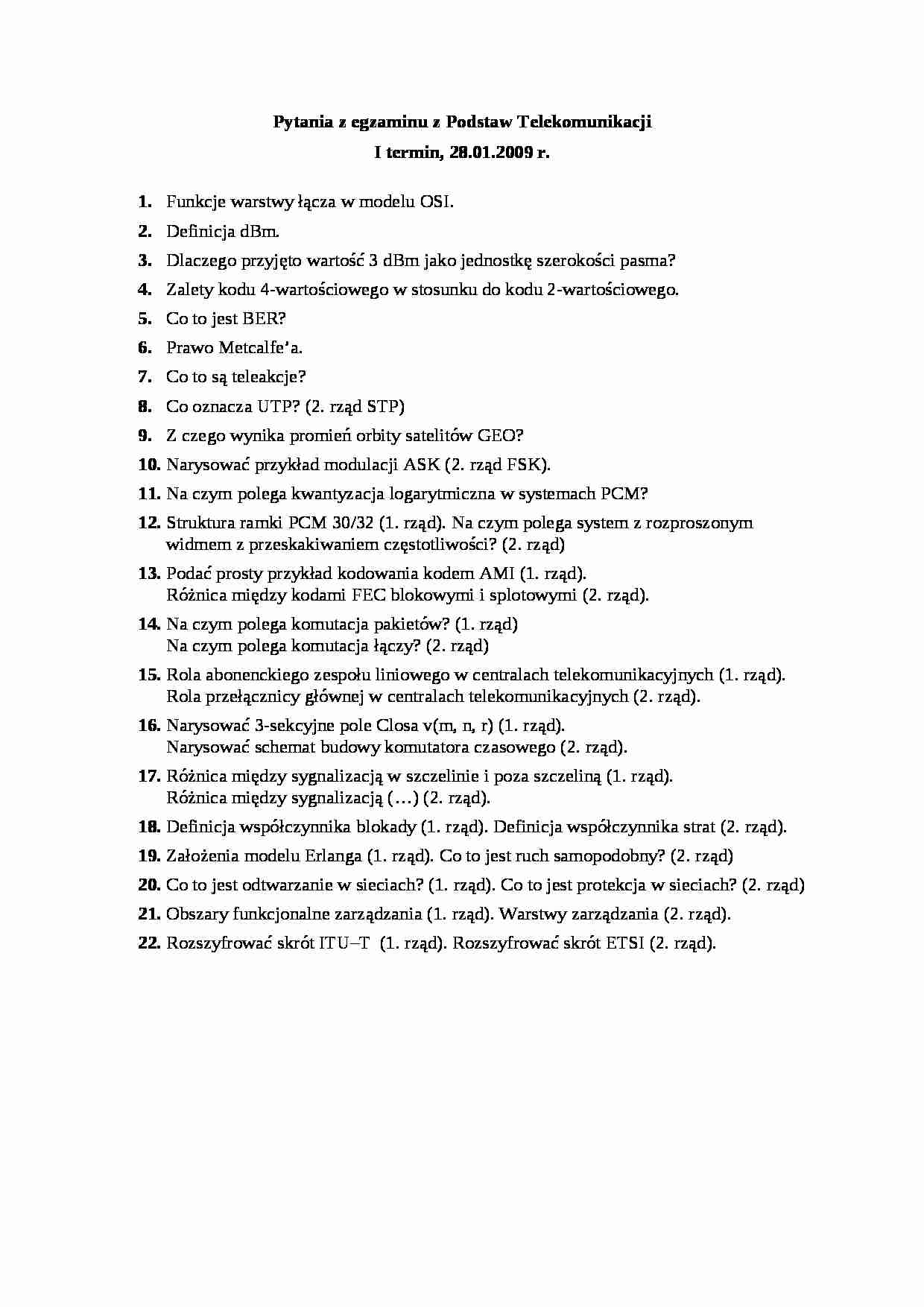 pytania z egzaminu - Szerokość pasma - strona 1