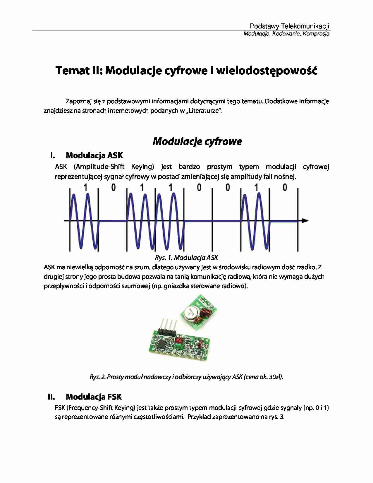 Modulacje cyfrowe i wielodostępowość - strona 1