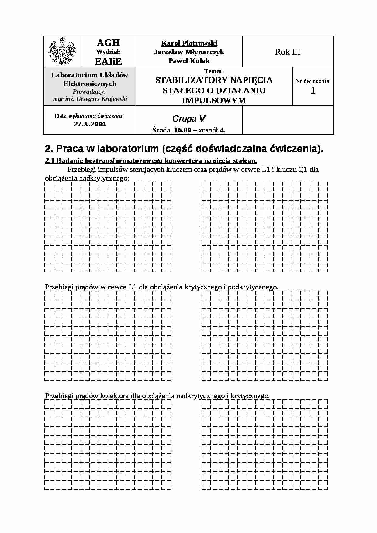 Stabilizatory napięcia stałego o działaniu impulsowym - strona 1