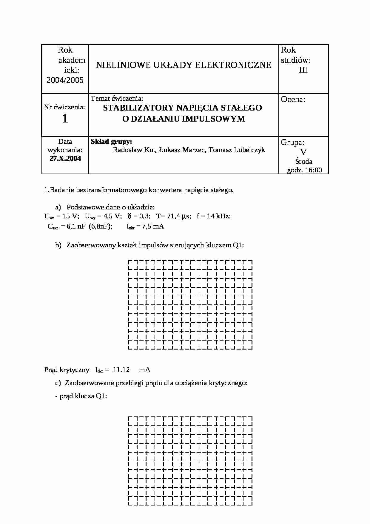 Stabilizatory napięcia stałego o działaniu impulsowym - cz.3 - strona 1