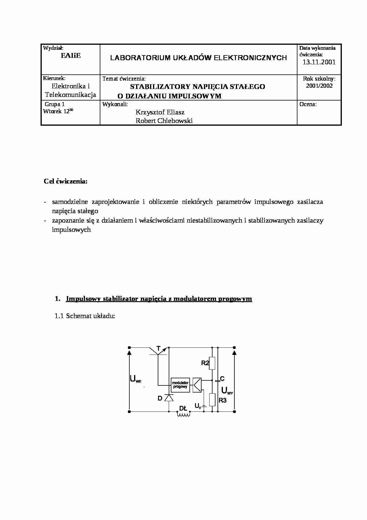 Stabilizatory napięcia stałego o działaniu impulsowym - cz.4 - strona 1