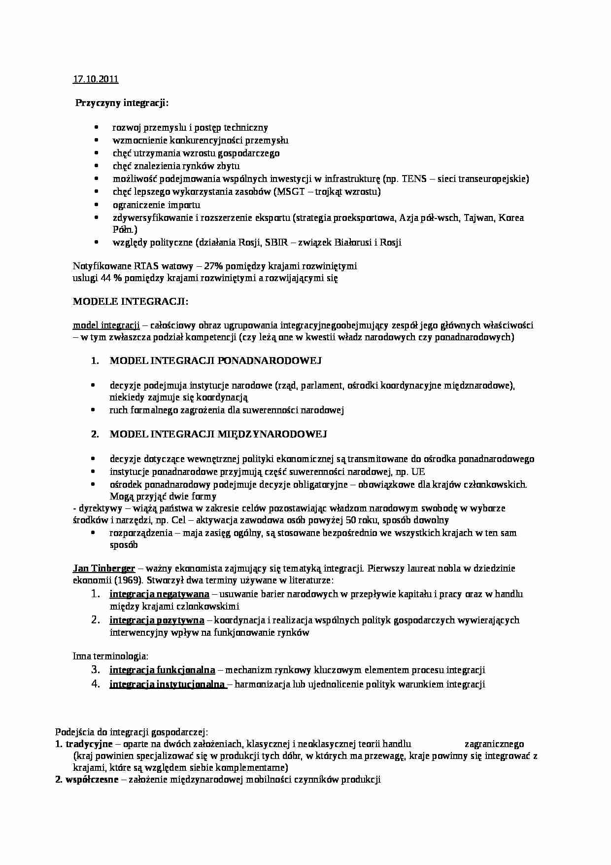 Przyczyny i modele integracji - strona 1