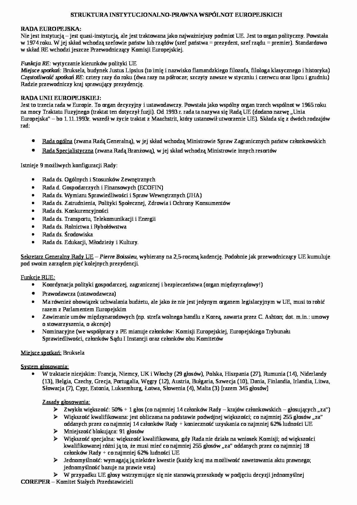 Struktura instytucjonalno-prawna wspólnot europejskich - strona 1