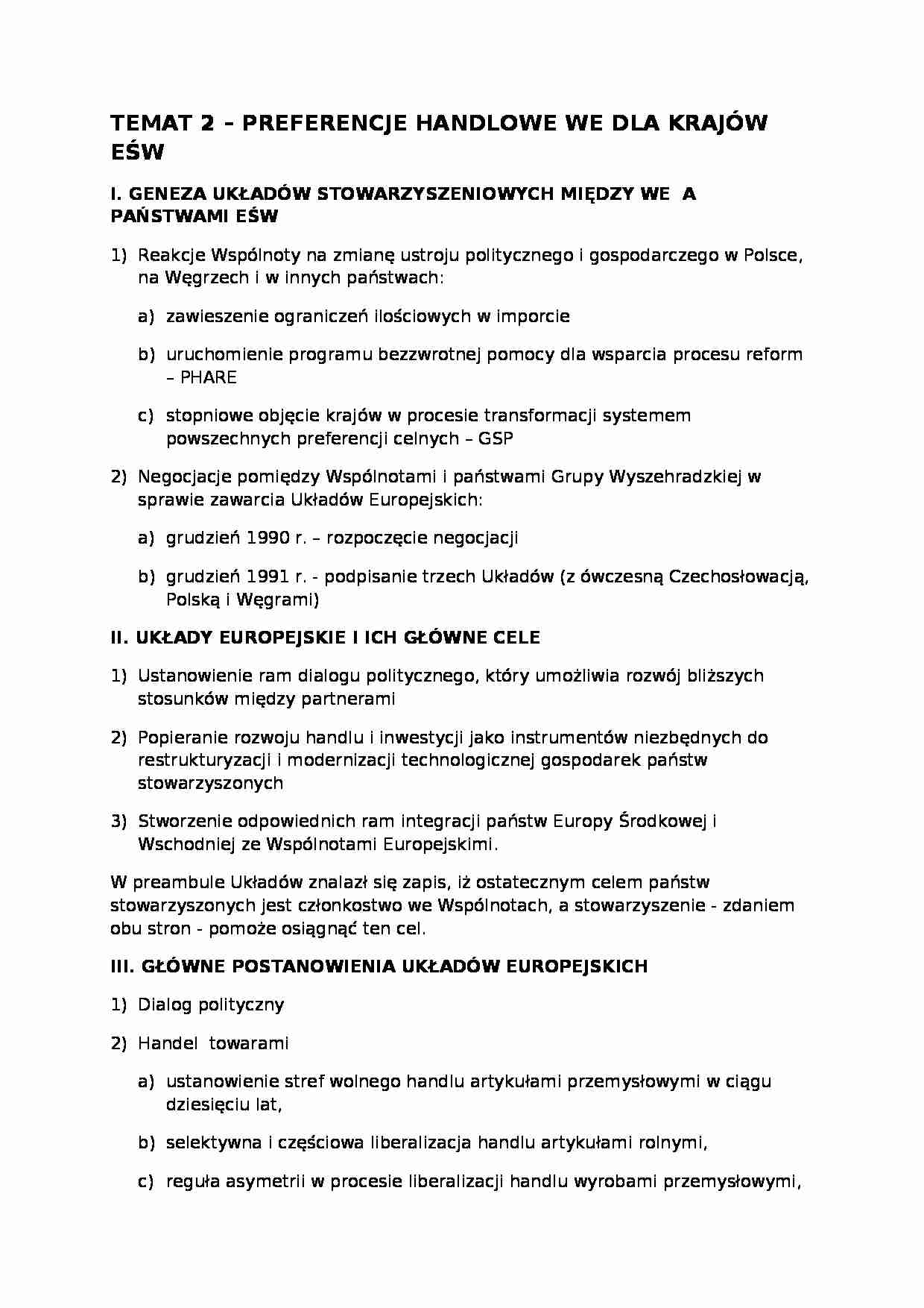 Preferencje handlowe dla krajów EŚW - strona 1