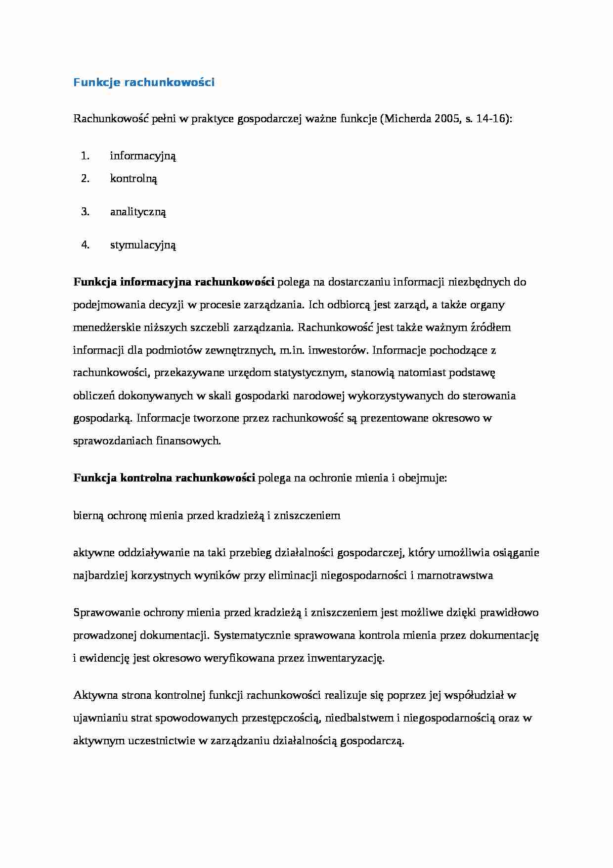Funkcje rachunkowości - strona 1