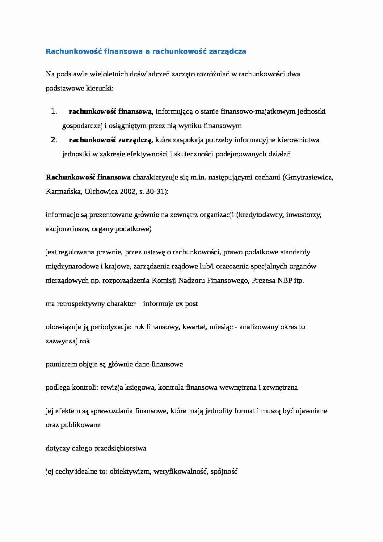 Rachunkowość finansowa a rachunkowość zarządcza - strona 1