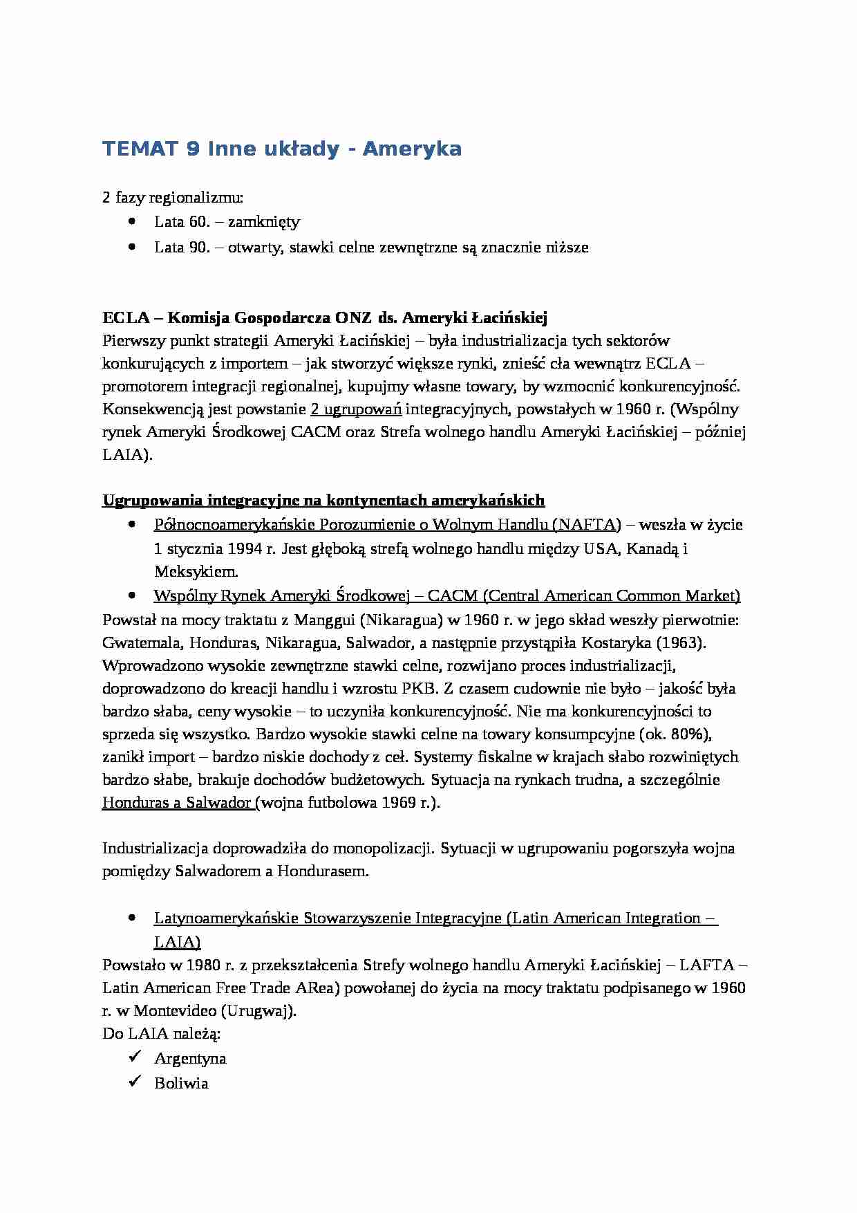 Inne układy - Ameryka - strona 1