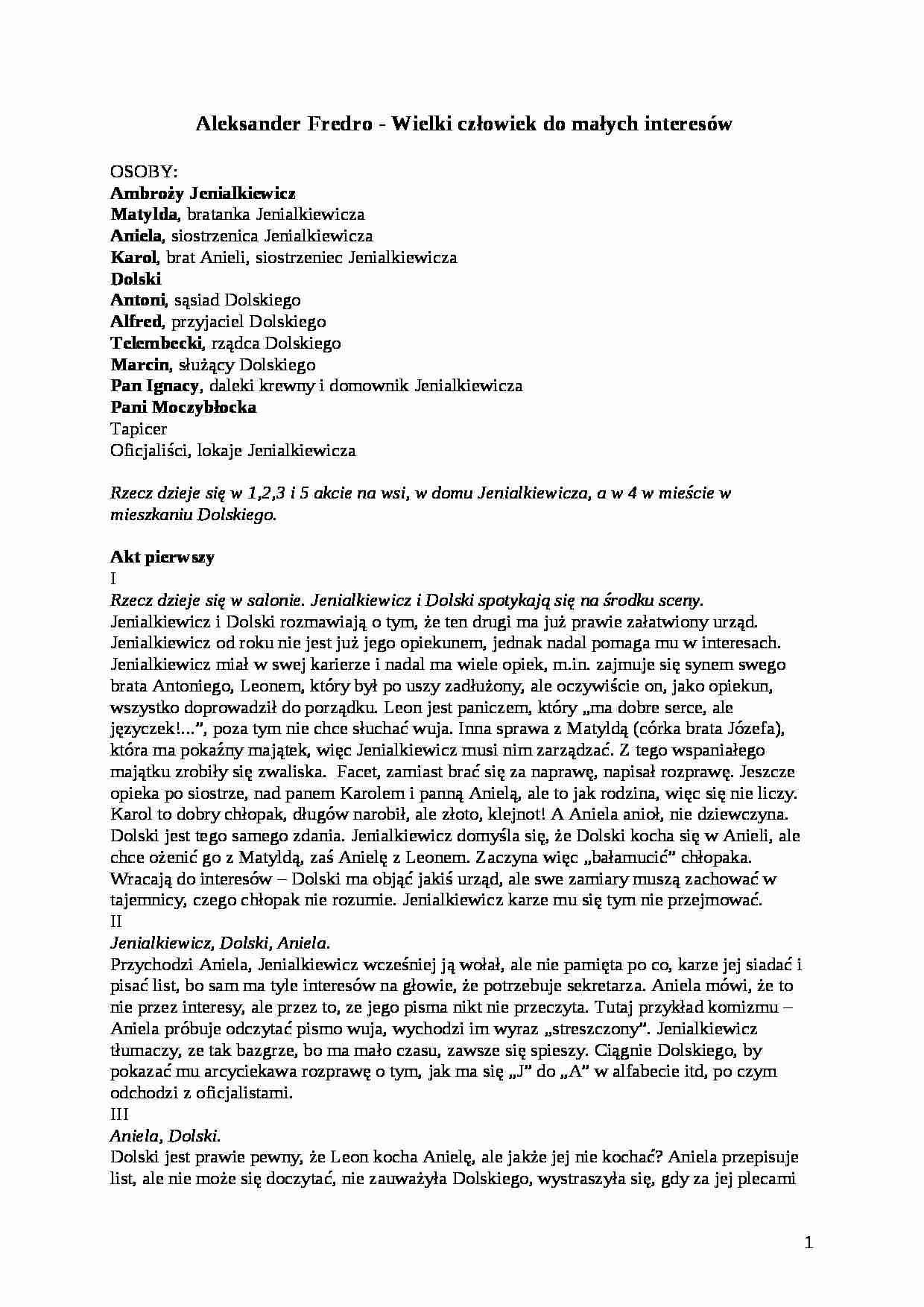 Wielki człowiek do małych interesów - strona 1