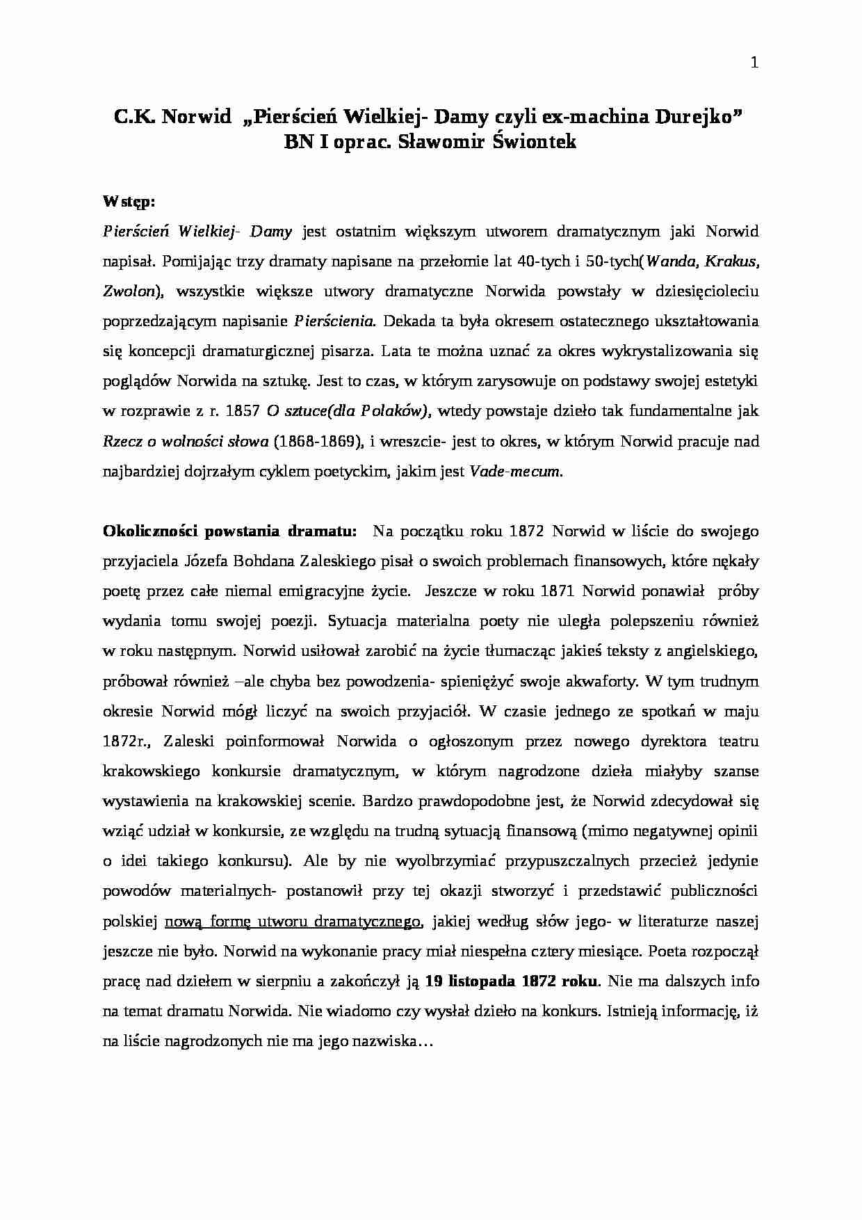 Norwid - Pierścień Wielkiej Damy - strona 1