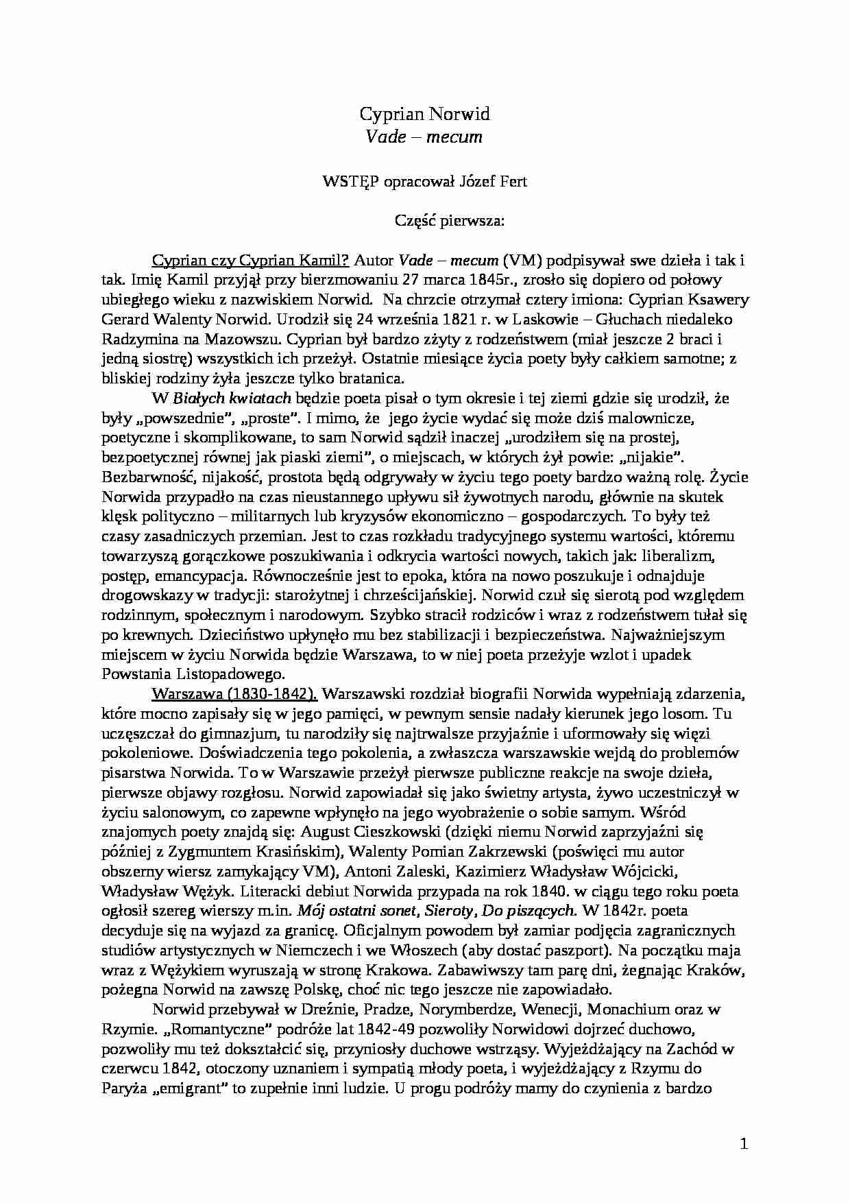 Cyprian Norwid  Vade-mecum - strona 1