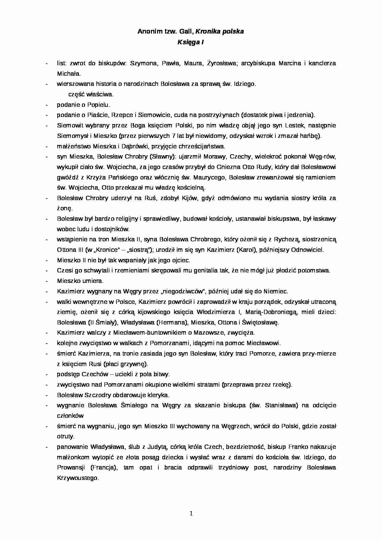 Gall Anonim - Kronika Polska - strona 1