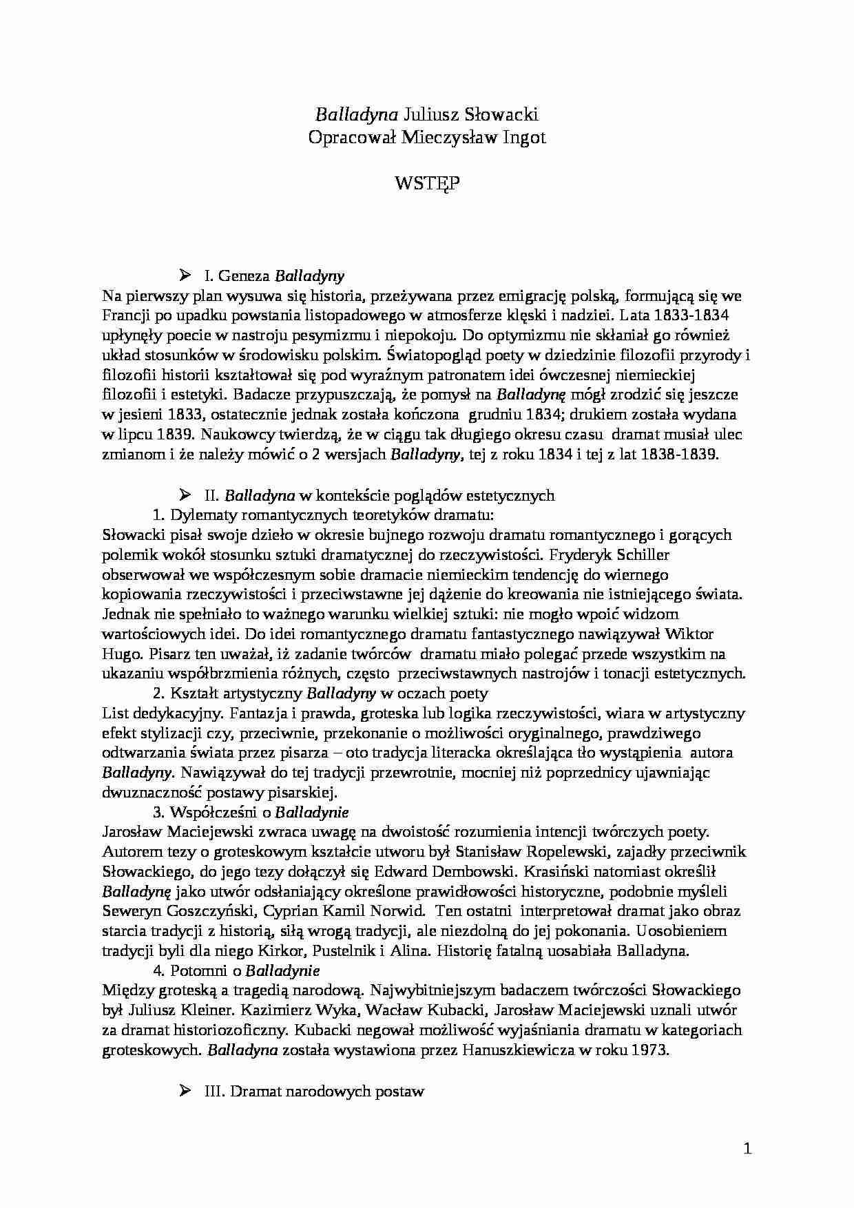 Juliusz Słowacki - Balladyna - strona 1