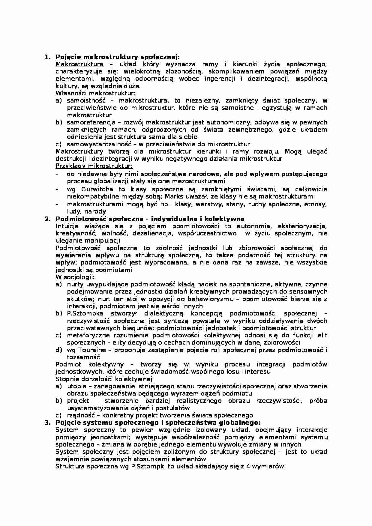 Makrosocjologia - strona 1