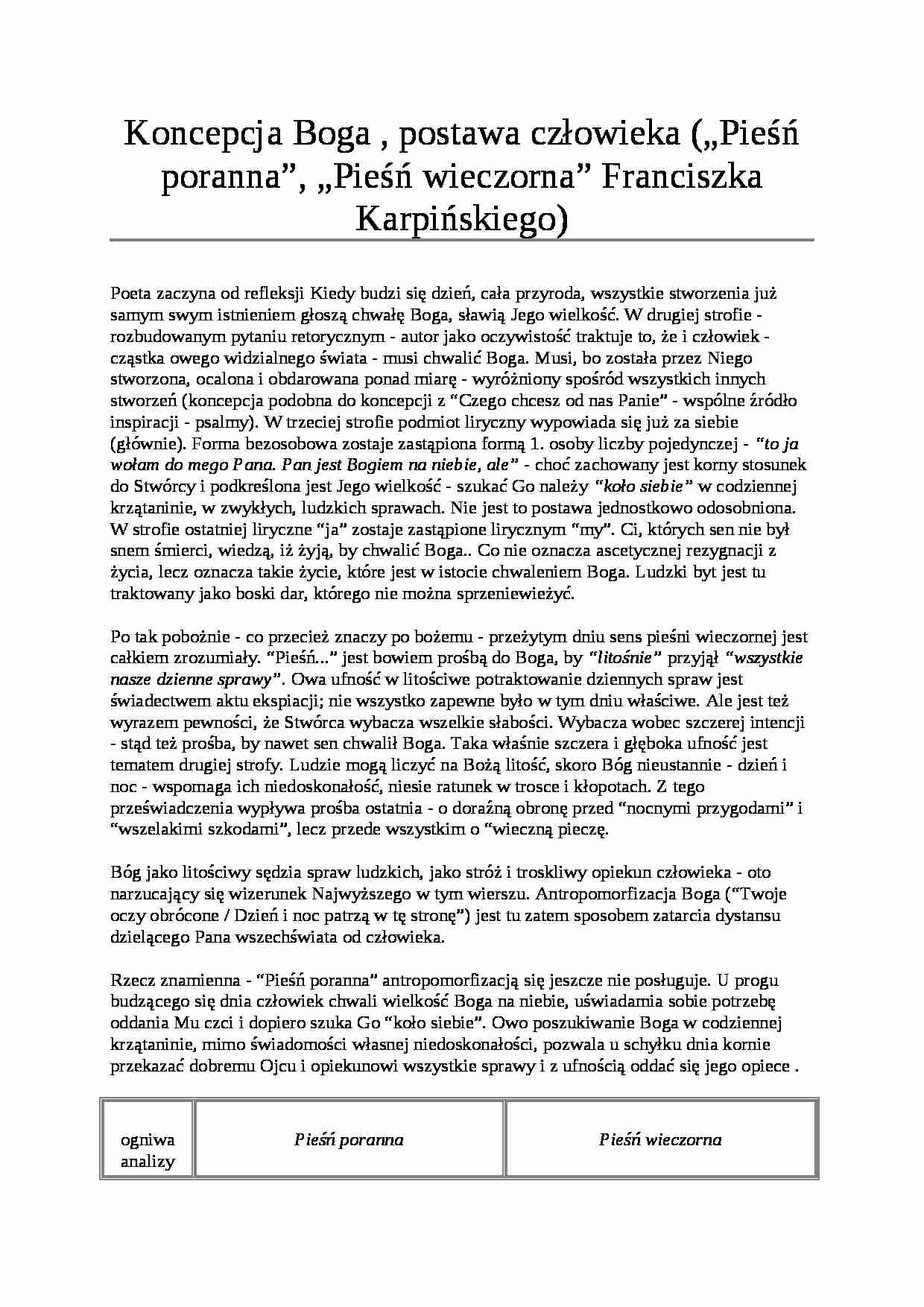 Koncepcja Boga, postawa człowieka - strona 1