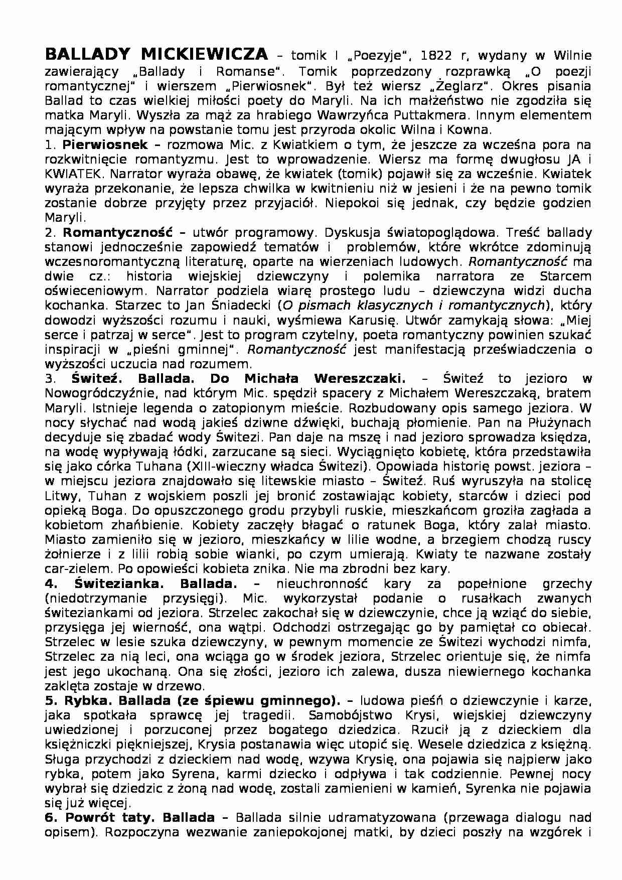 Mickiewicz - Ballady - strona 1