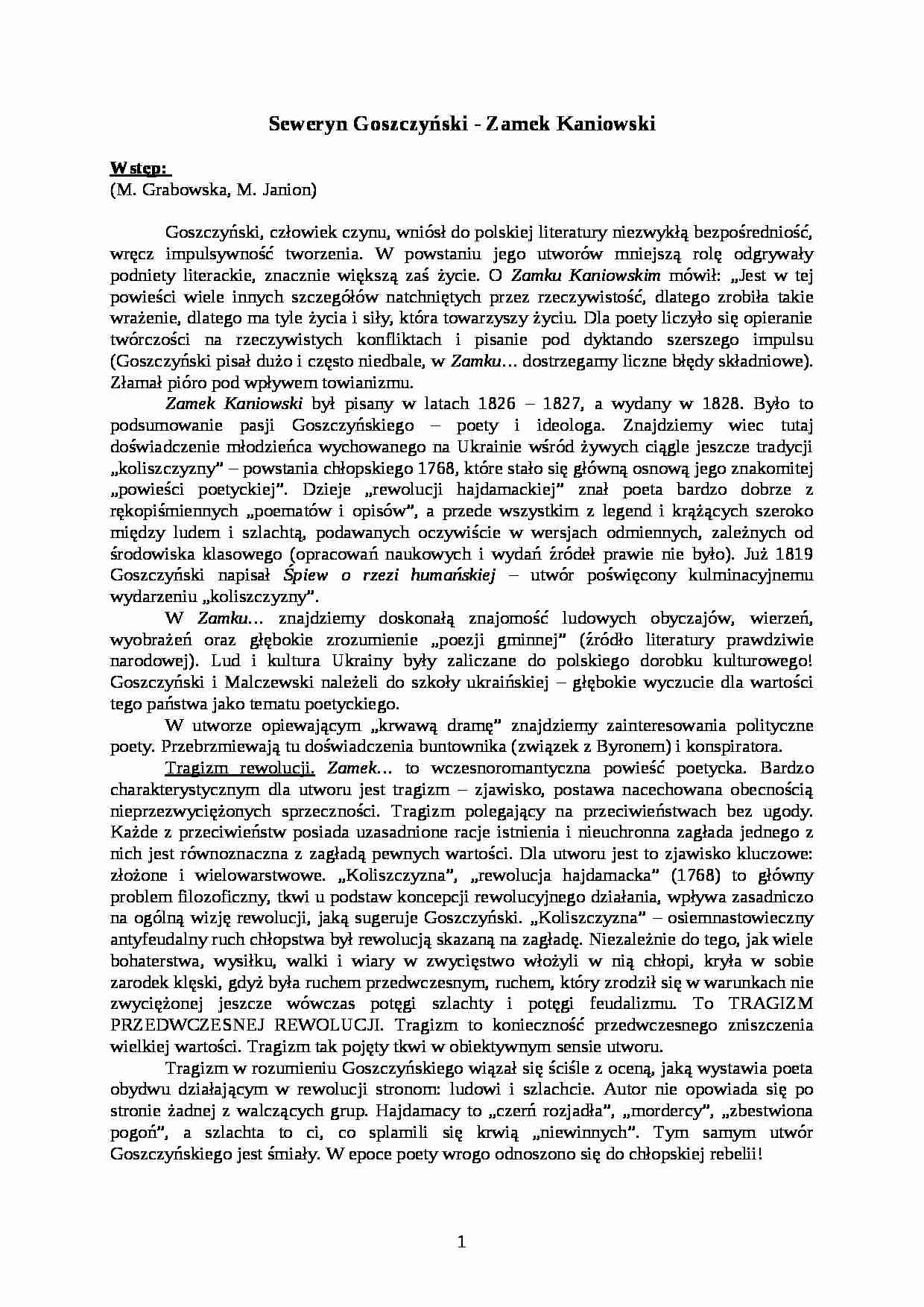 Seweryn Goszczyński - Zamek Kaniowski - strona 1