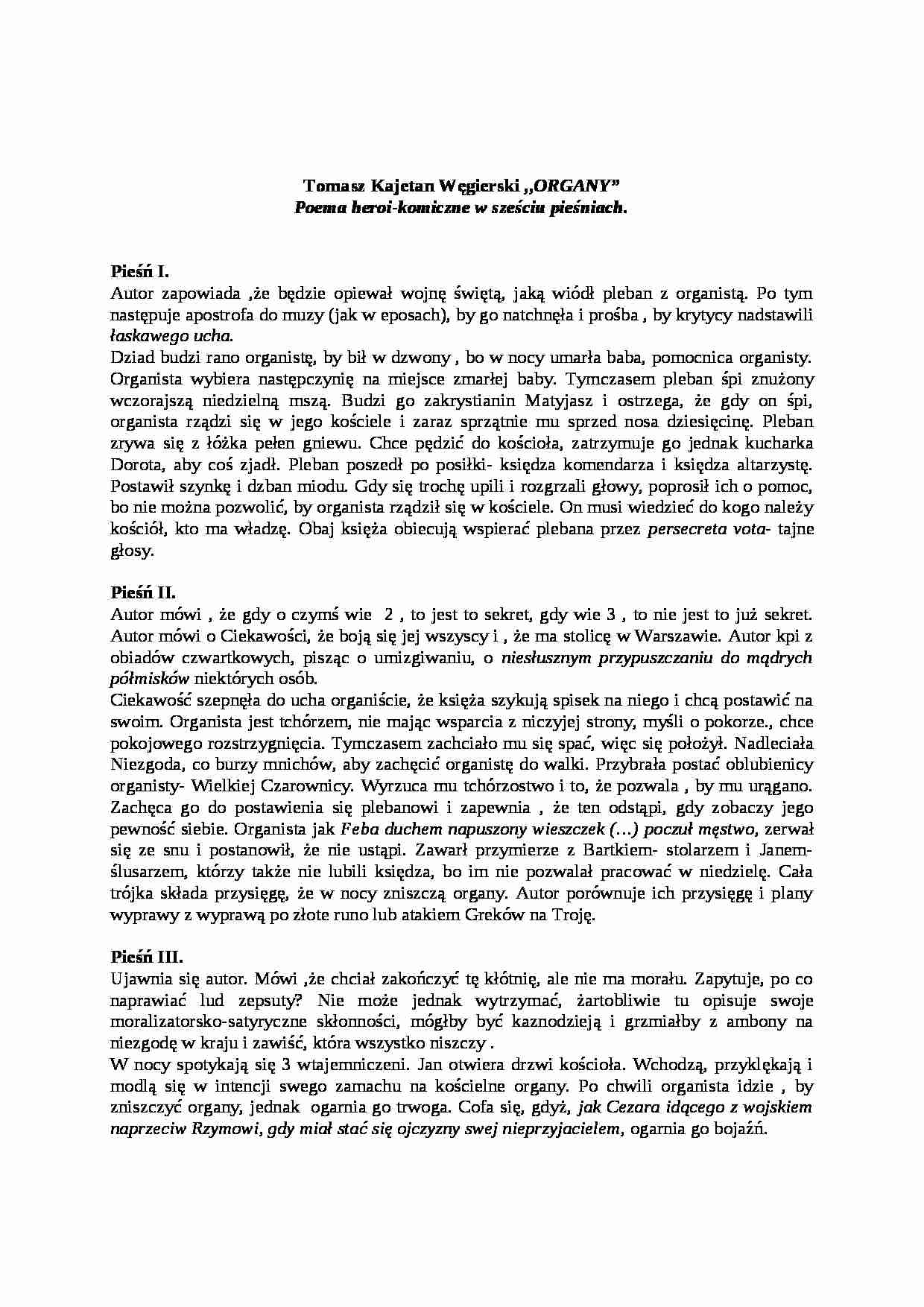 Tomasz Kajetan Wegierski - Organy - strona 1