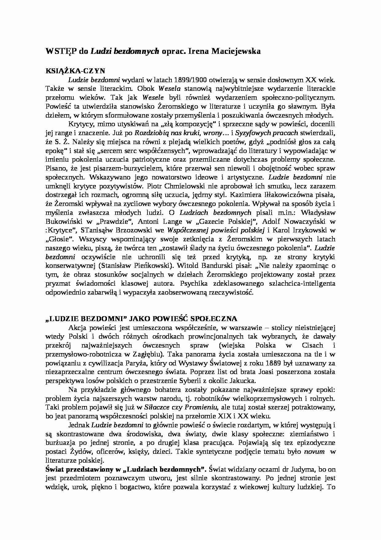 Wstęp do Ludzi bezdomnych - strona 1