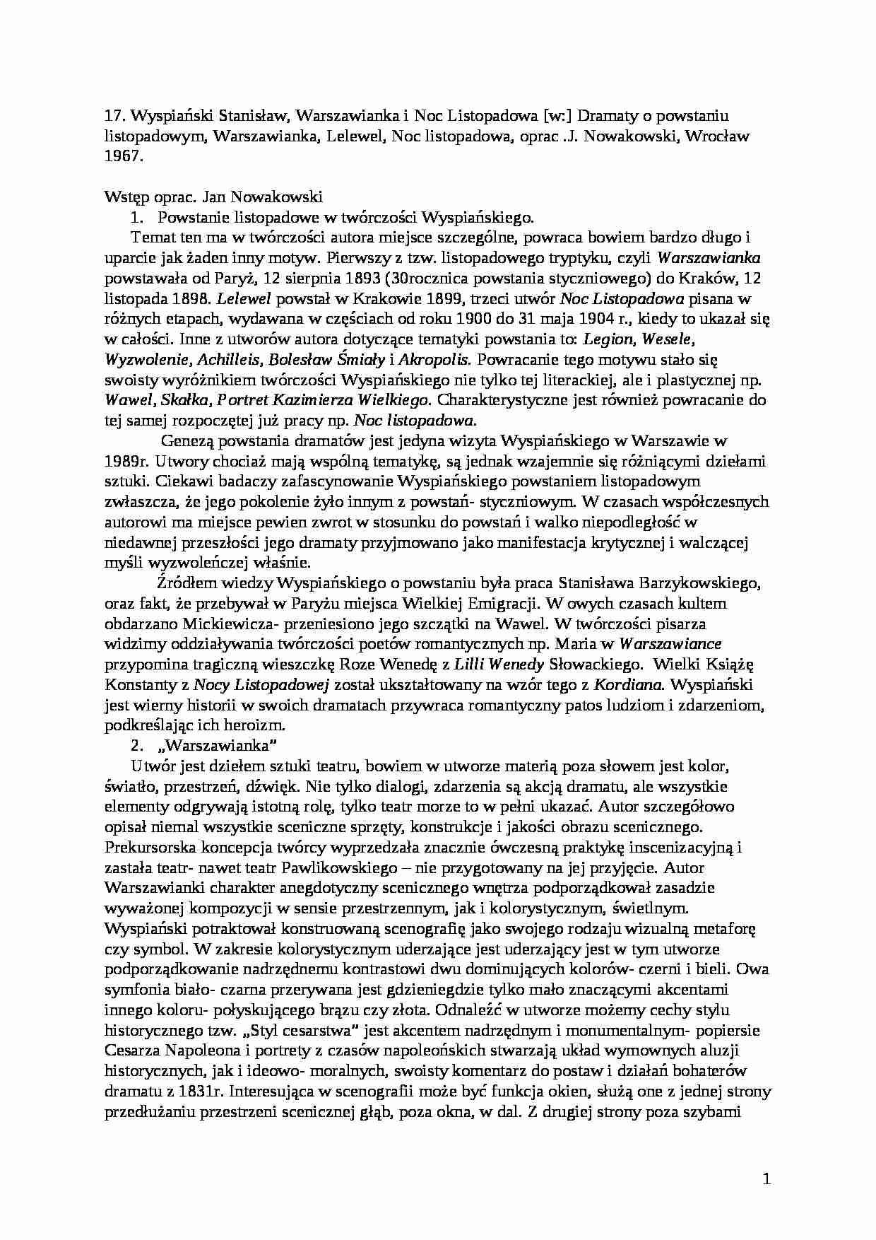 Wyspiański - Warszawianka i Noc Listopadowa - strona 1