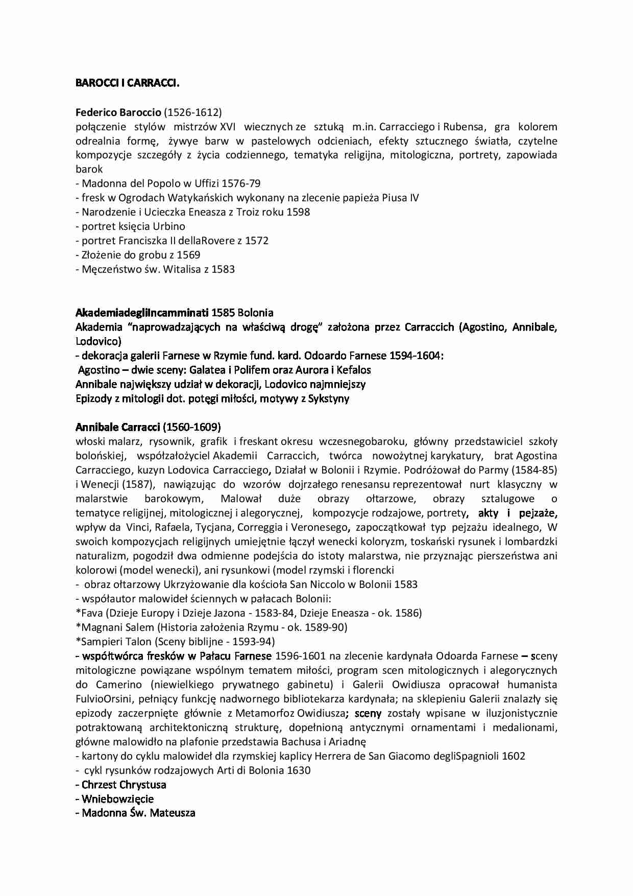  BAROCCI I CARRACCI.  - strona 1