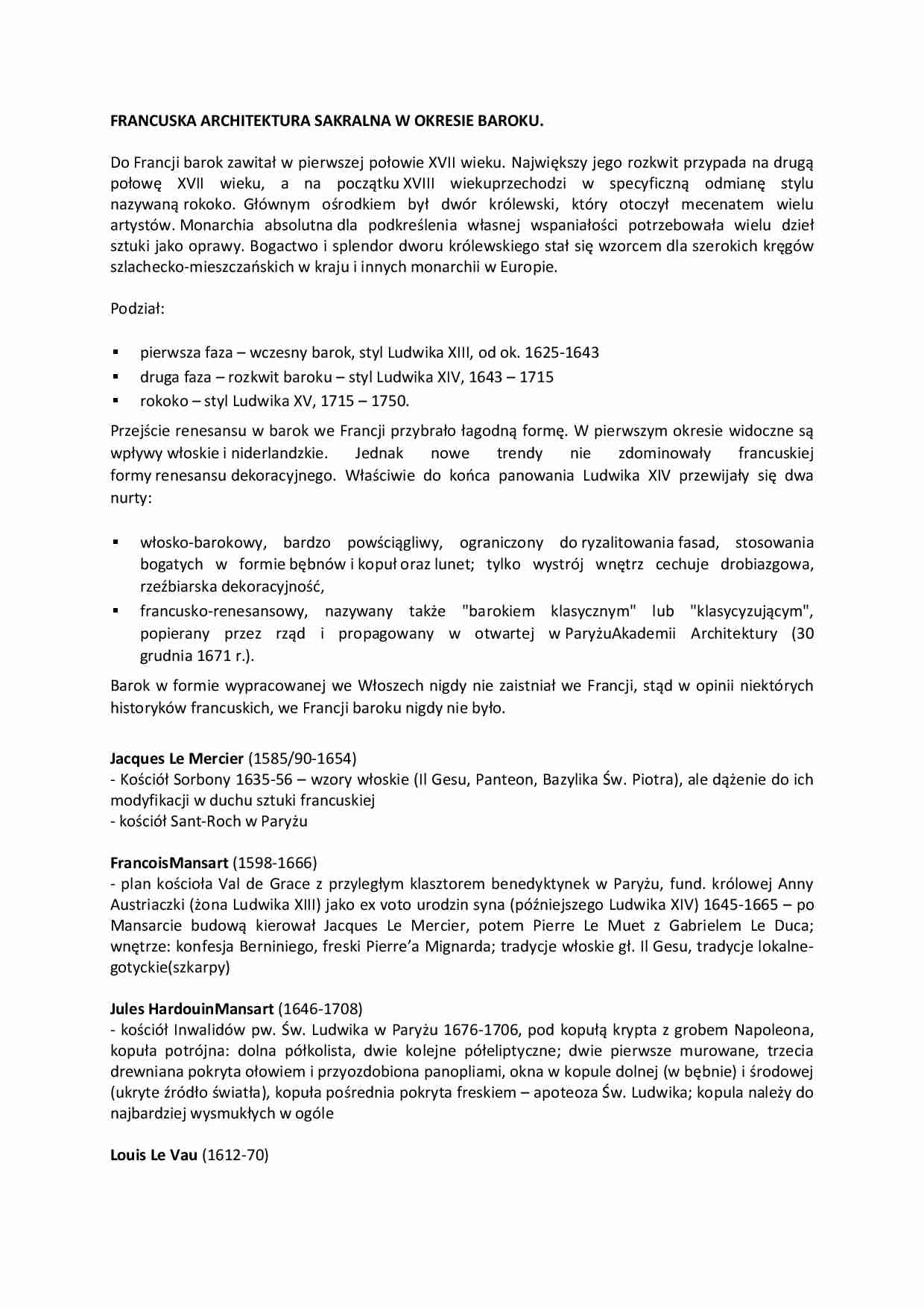  FRANCUSKA ARCHITEKTURA SAKRALNA W OKRESIE BAROKU - strona 1