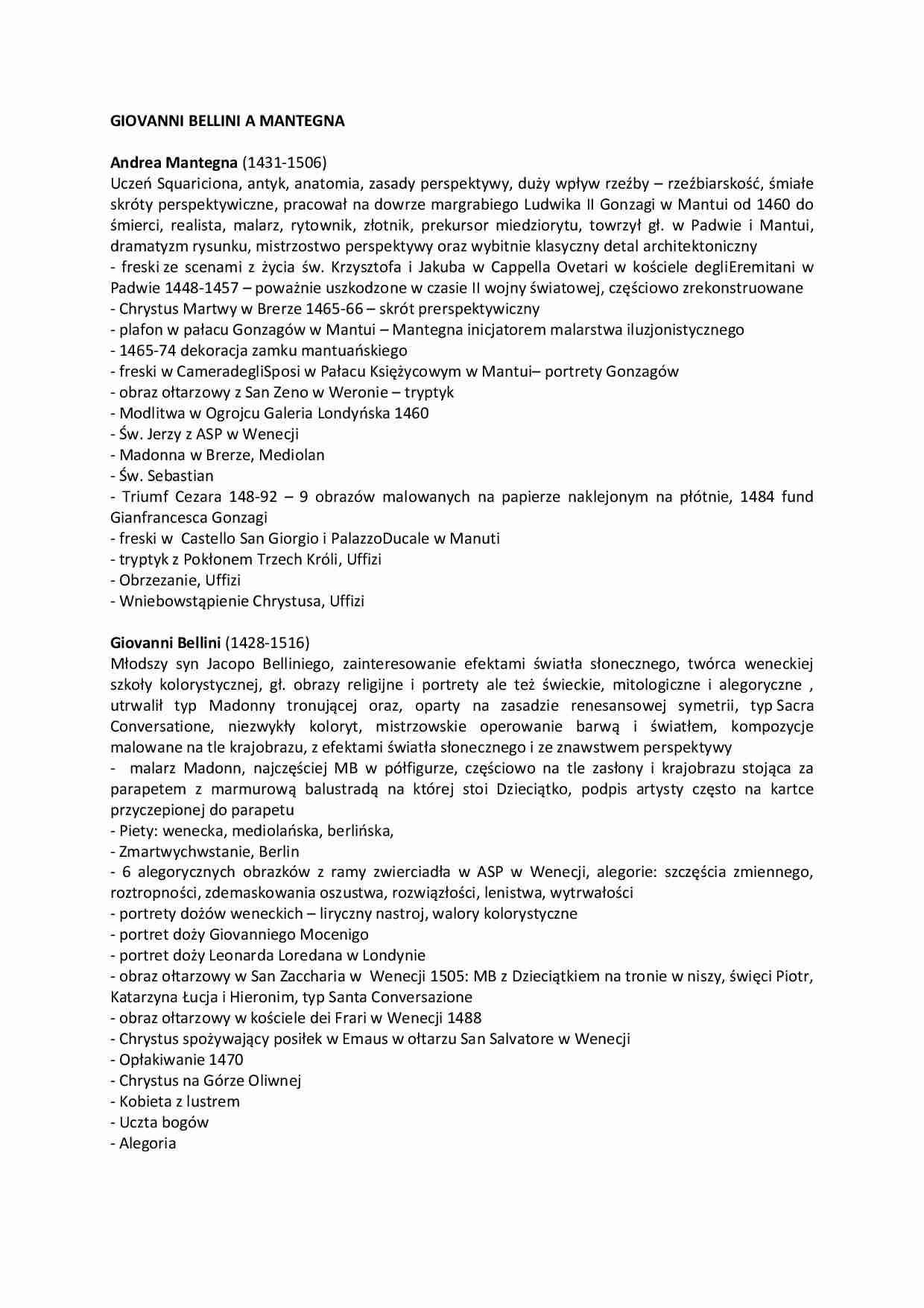  GIOVANNI BELLINI A MANTEGNA - strona 1