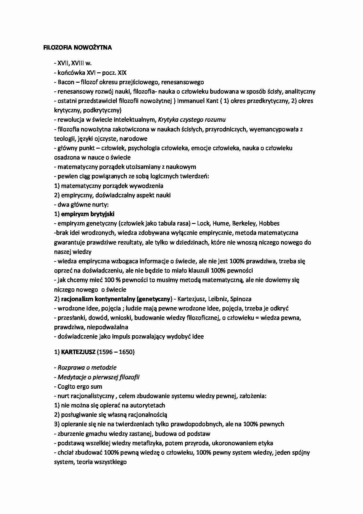 Historia filozofii - filozofia nowożytna - strona 1