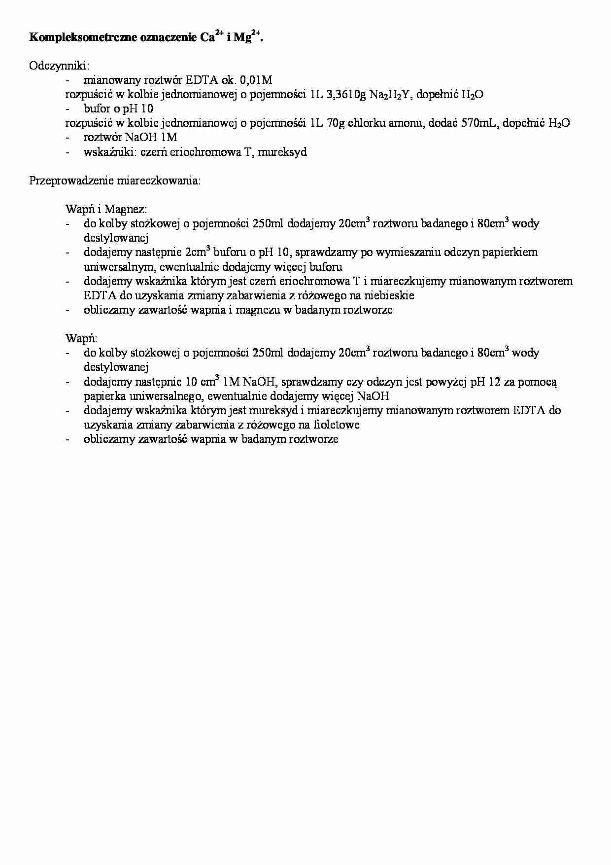 Kompleksometryczne oznaczenie Ca - strona 1
