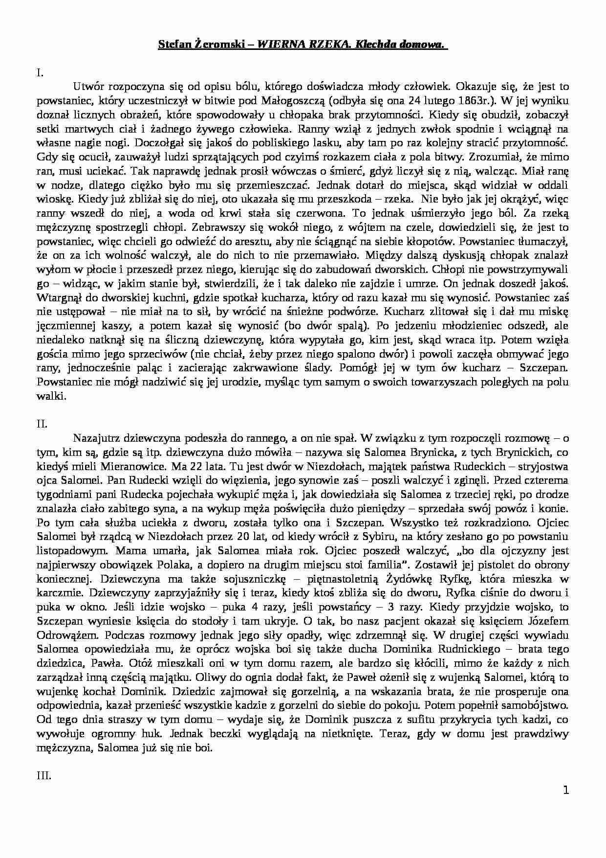 Żeromski - Wierna rzeka - strona 1