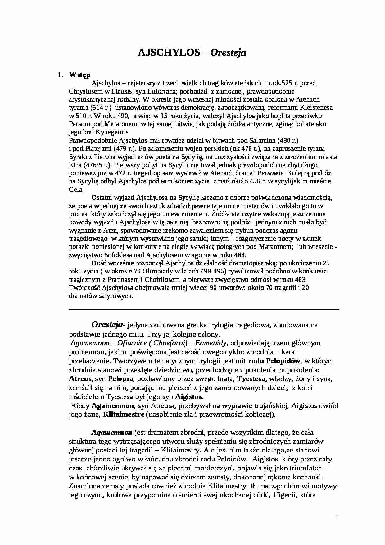 Ajschylos - Oresteja - strona 1
