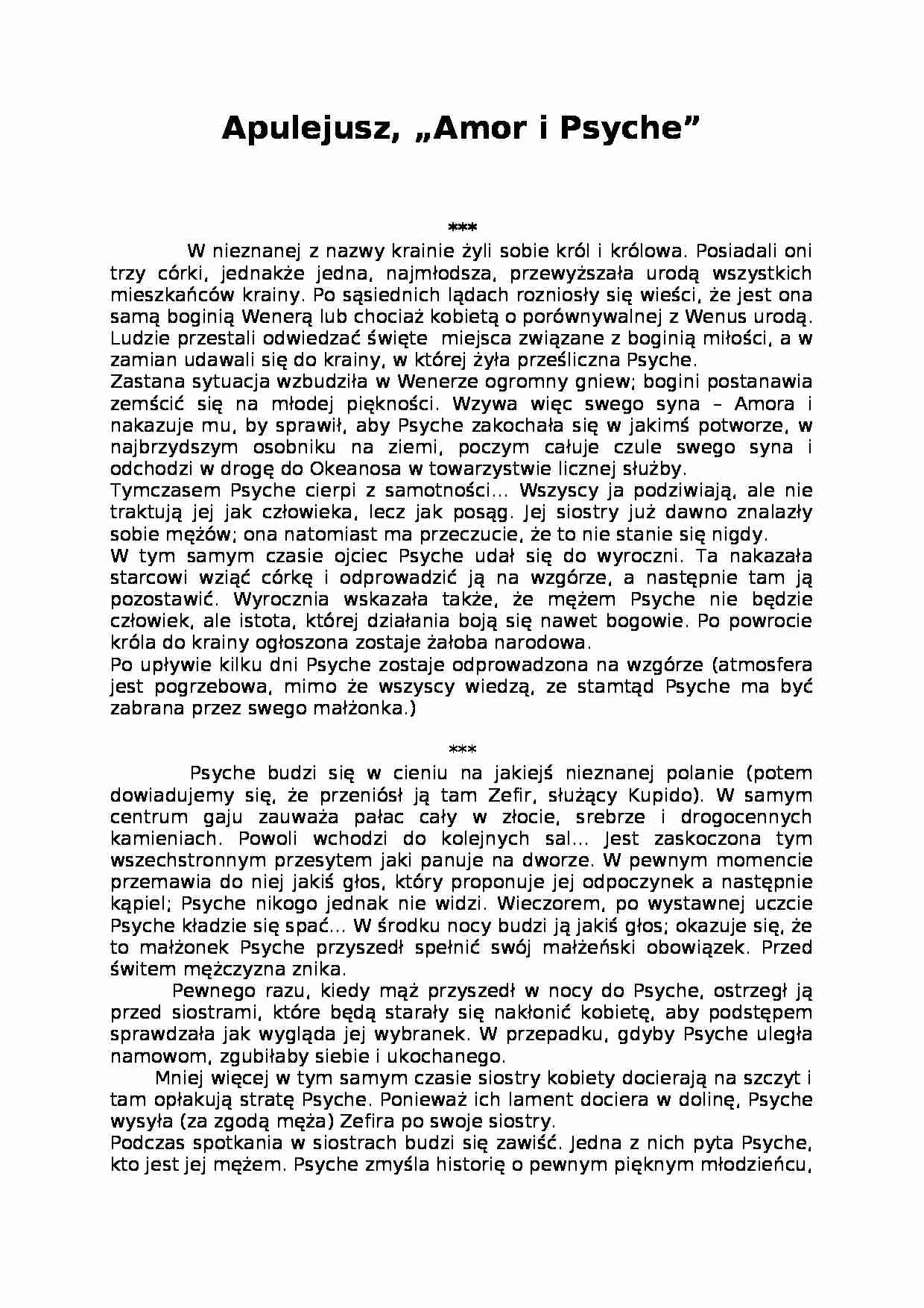 Apulejusz - Amor i Psyche - opowiadanie - strona 1