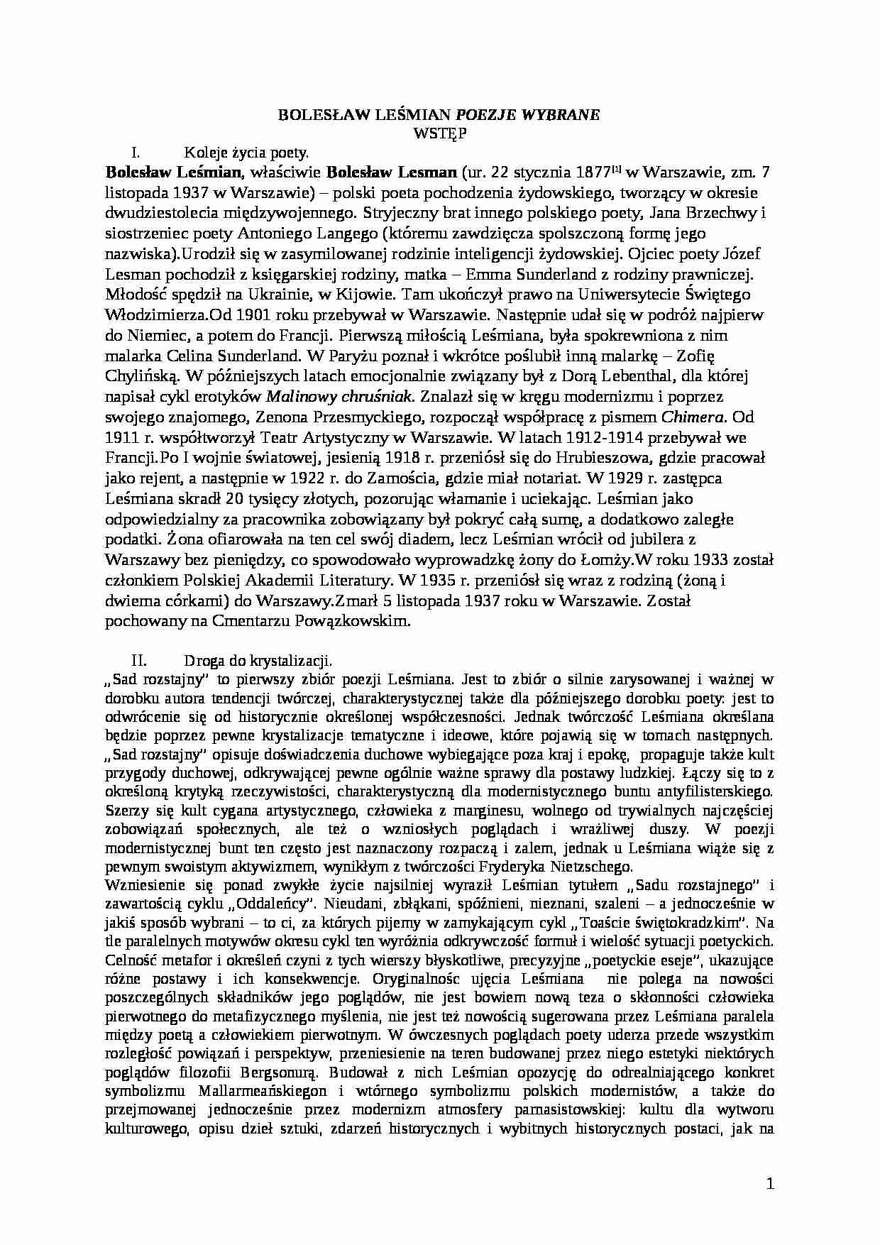 Bolesław Leśmian poezje wybrane - strona 1