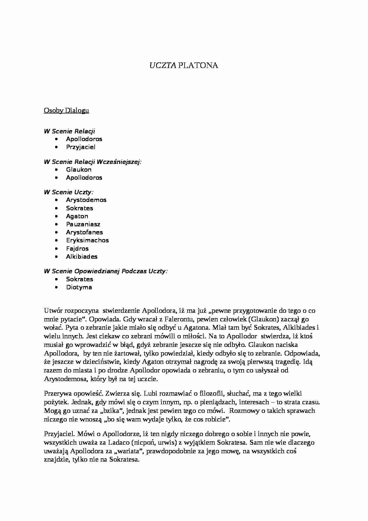 Platon - Uczta Pltaona - strona 1