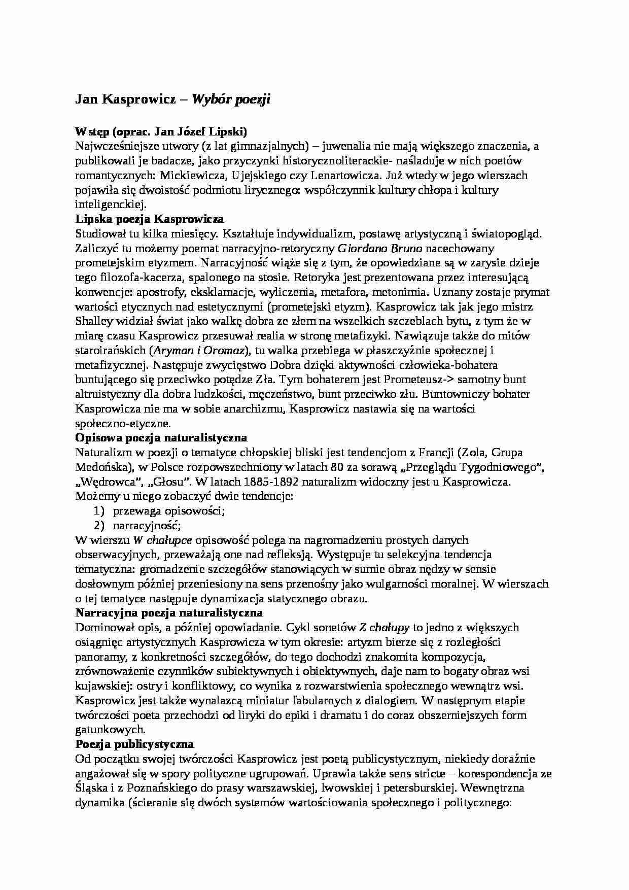 Poezja Jana Kasprowicza - strona 1