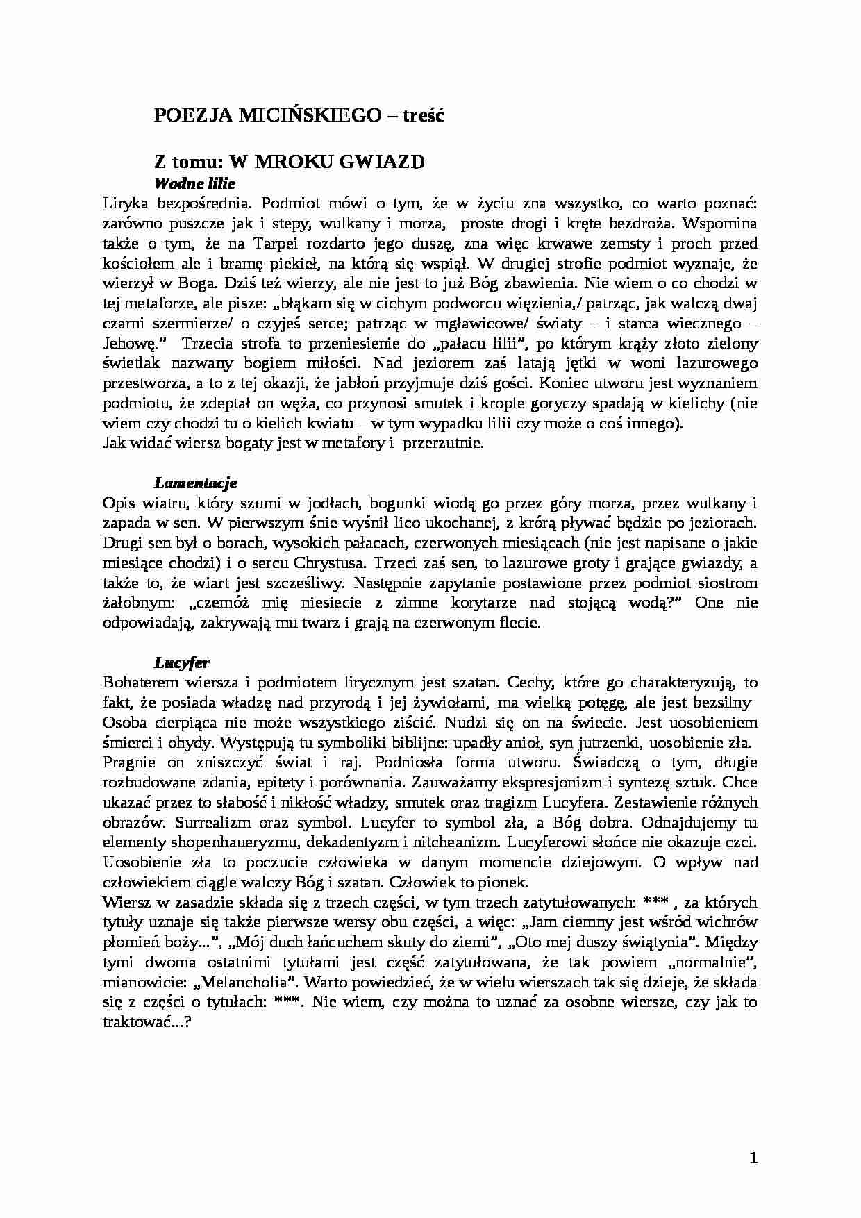 Poezja Micińskiego - strona 1