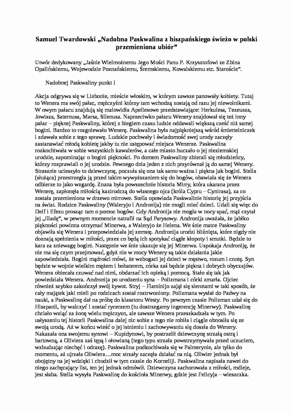 Samuel Twardowski - Nadobna Paskwalina - strona 1