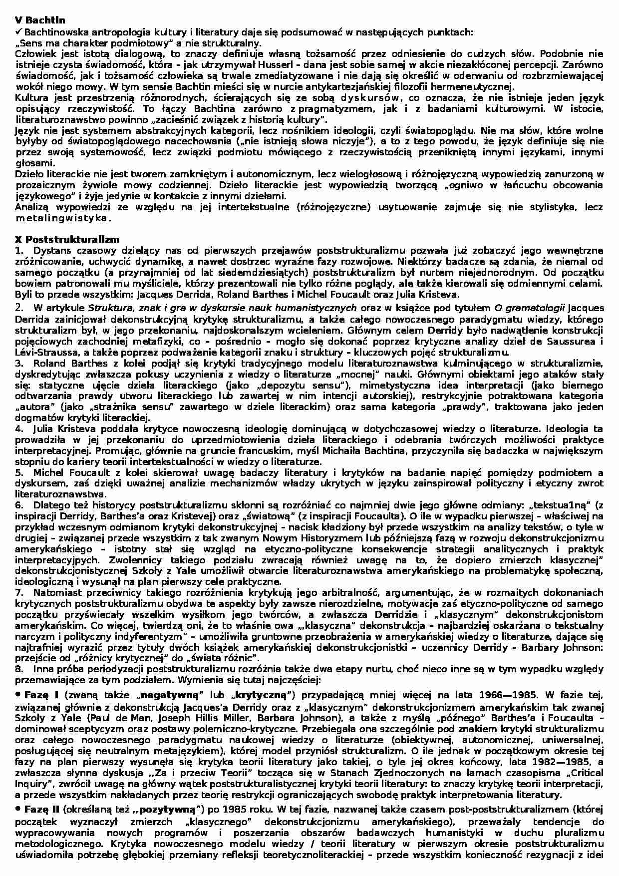 A. Bachtin, poststrukturalizm, teoria tekstu - strona 1