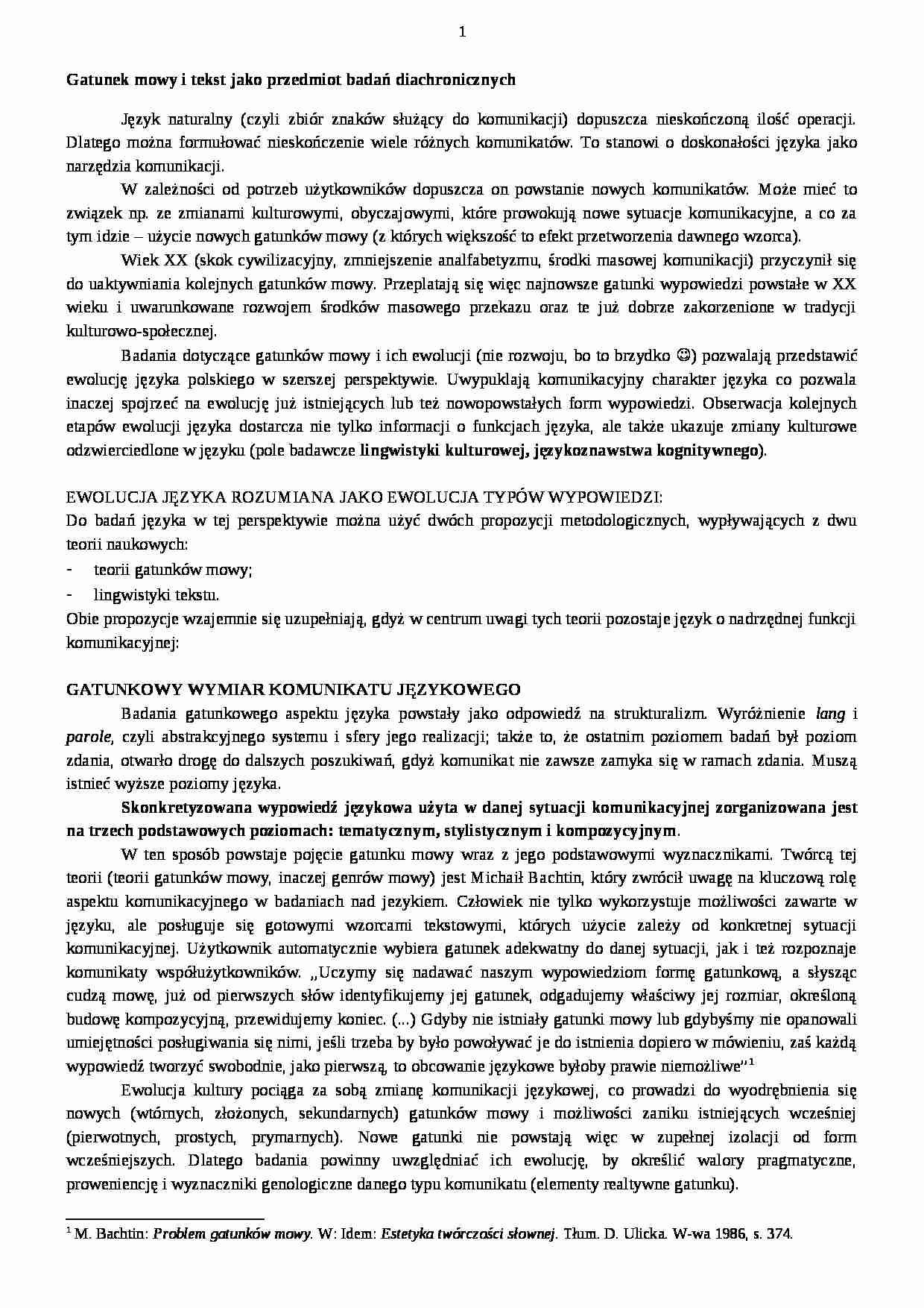 Mowy i tekst - przedmiot badań diachronicznych - strona 1