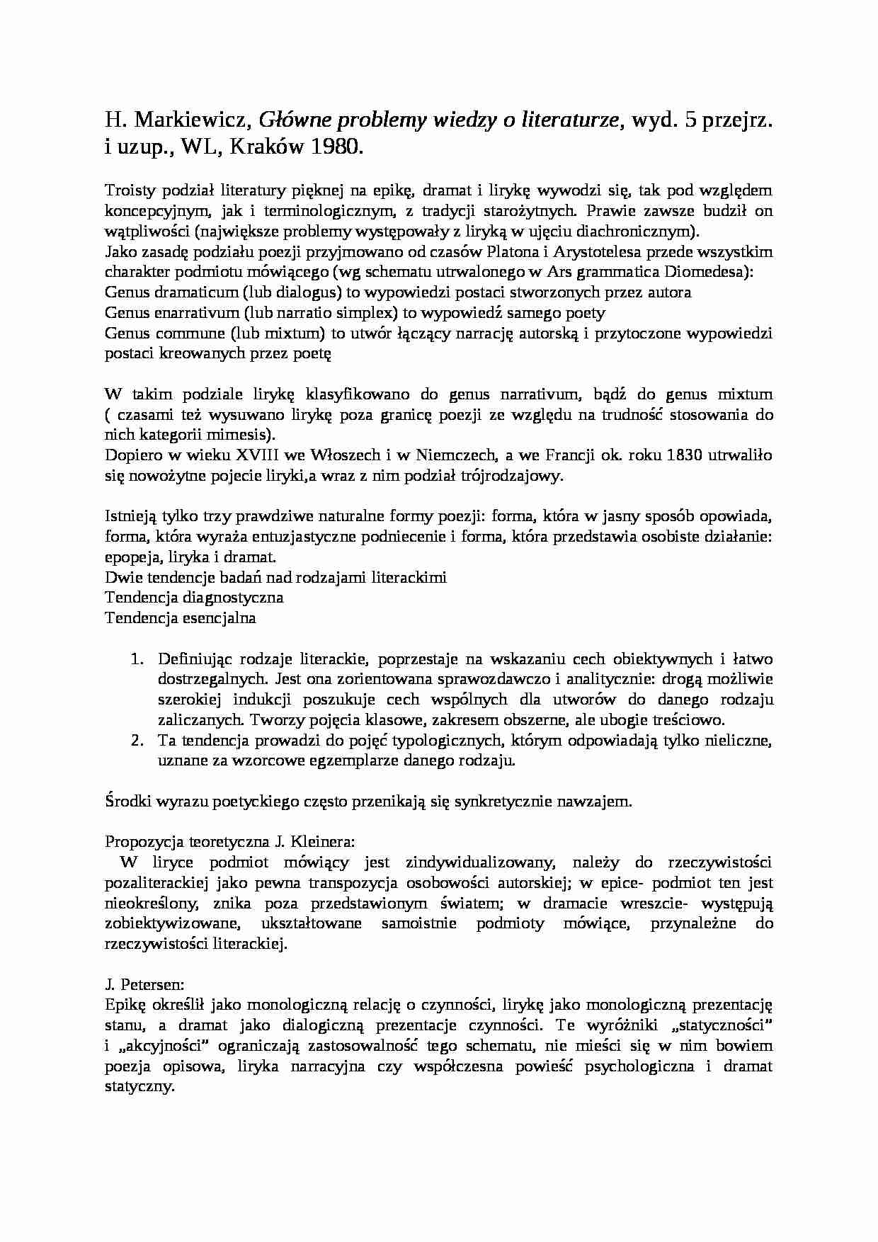 Główne problemy wiedzy o literaturze - strona 1